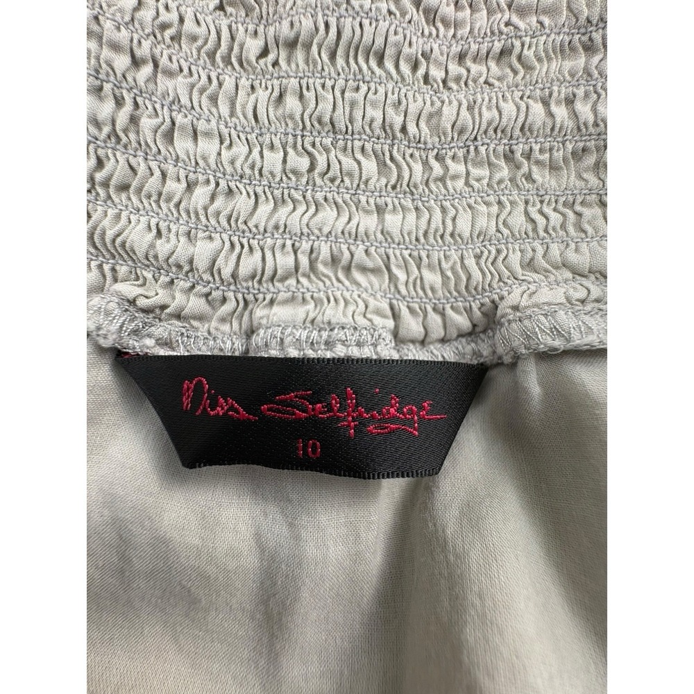 Miss Selfridge Boho Embroidered Midi Skirt Beige Cotton Size 10 - Picture 3 of 8